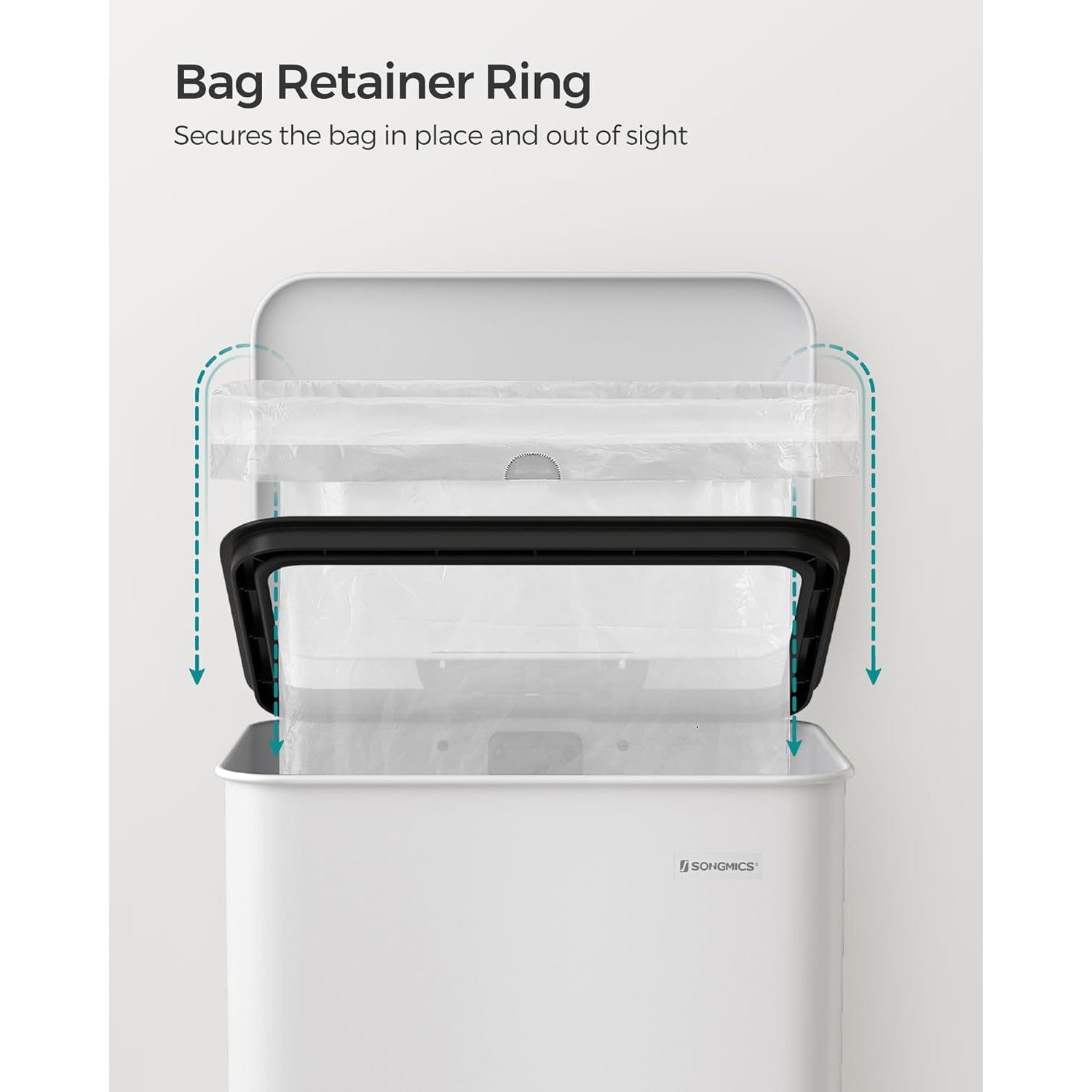 Konyhai Szemetes 40L, Nagy pedálos kuka 15 szemeteszsák mellékelve, Fehér-SONGMICS-Vita Home