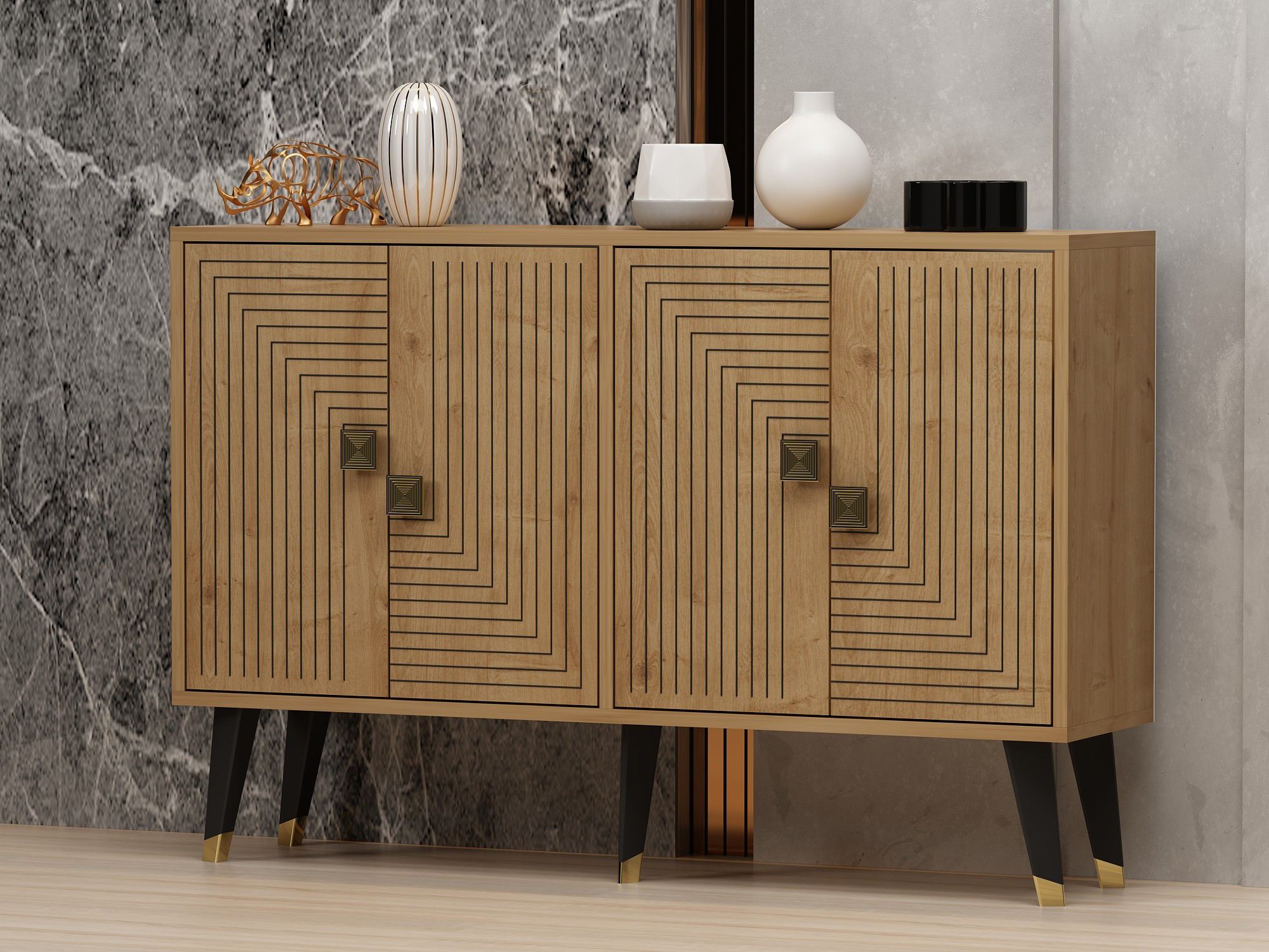 Konzolni stol Ahart - Sapphire Oak, Gold | AG-vitahome.hr