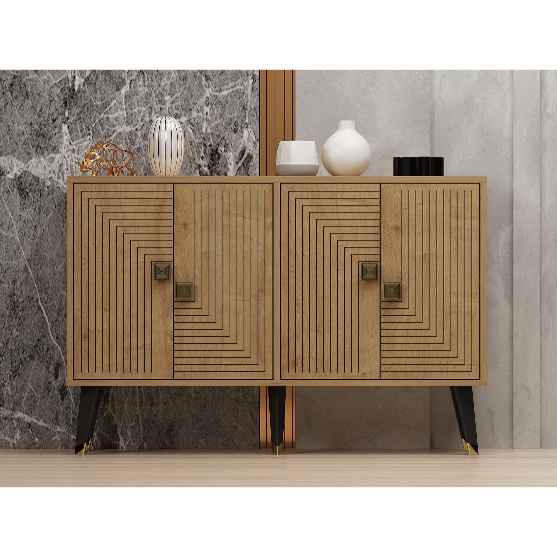 Konzolni stol Ahart - Sapphire Oak, Gold | AG-vitahome.hr