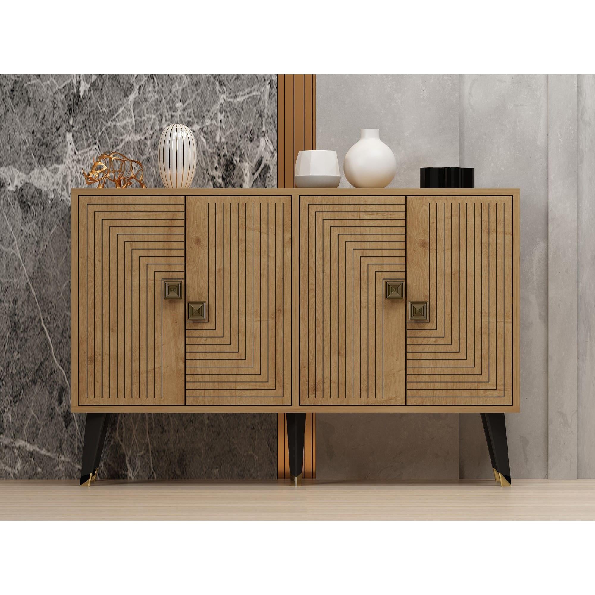 Konzolni stol Ahart - Sapphire Oak, Gold | AG-vitahome.hr