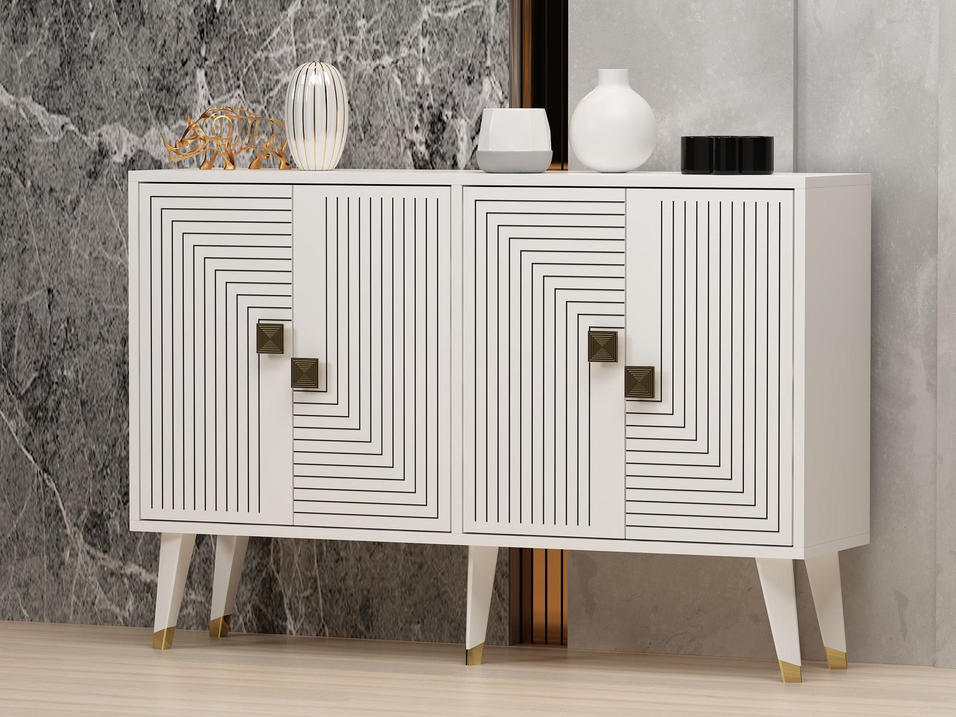 Konzolni stol Ahart - White, Gold | AG-vitahome.hr