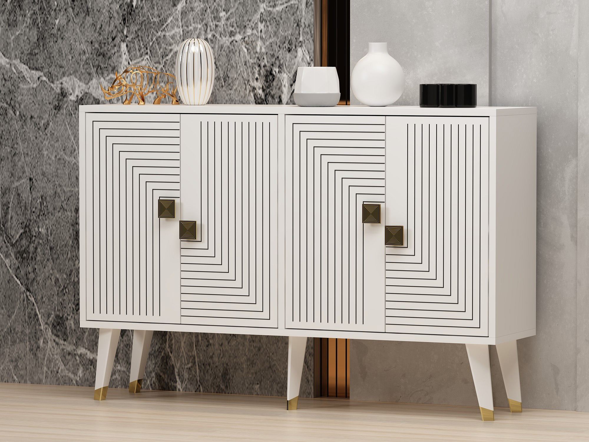 Konzolni stol Ahart - White, Gold | AG-vitahome.hr