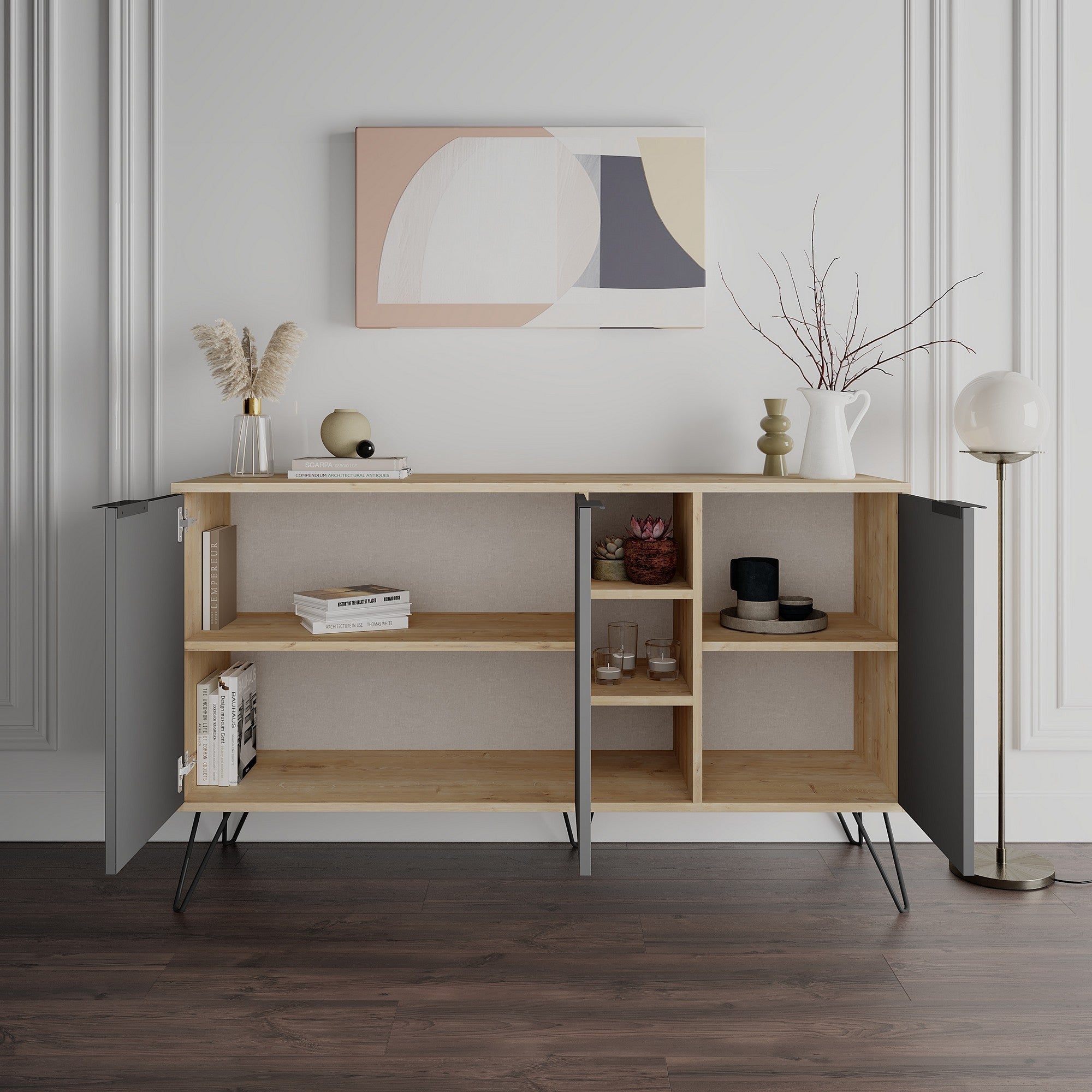 Konzolni stol Clara Console - Oak, Anthracite | AG-vitahome.hr