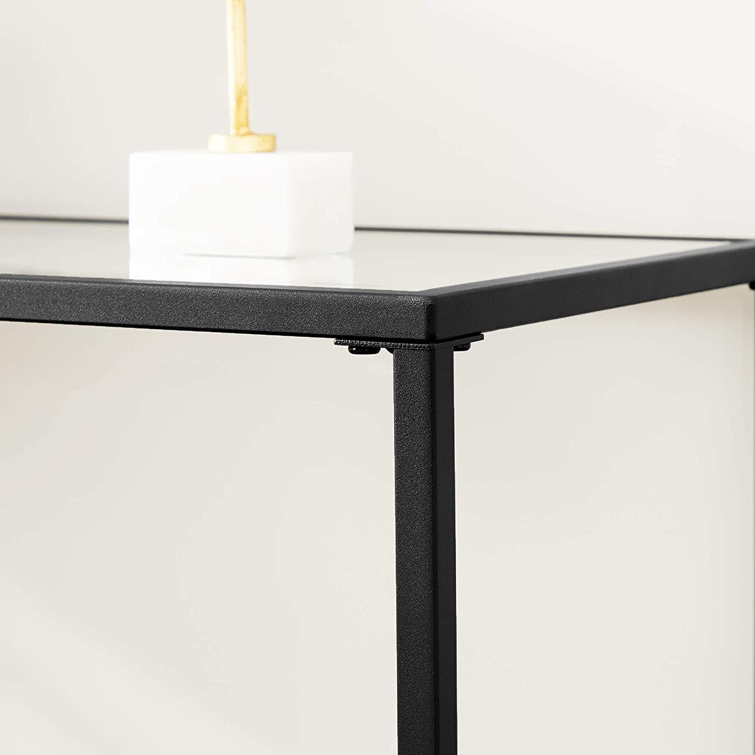 konzolni stol kaljeno staklo, podesive noge, 100 x 80 x 35 cm crno | Vasagle-vitahome.hr