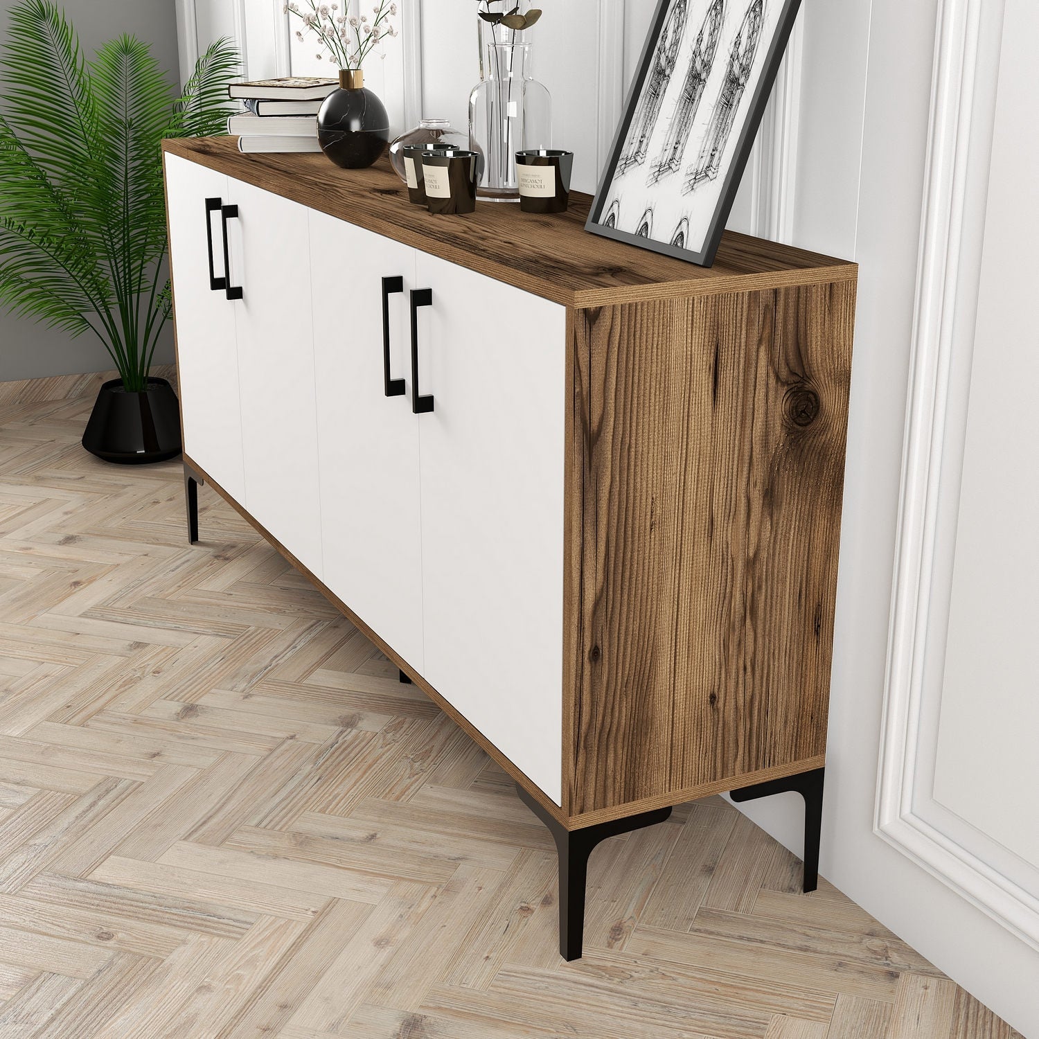 Konzolni stol Kiev 160 - Walnut, White | AG-vitahome.hr