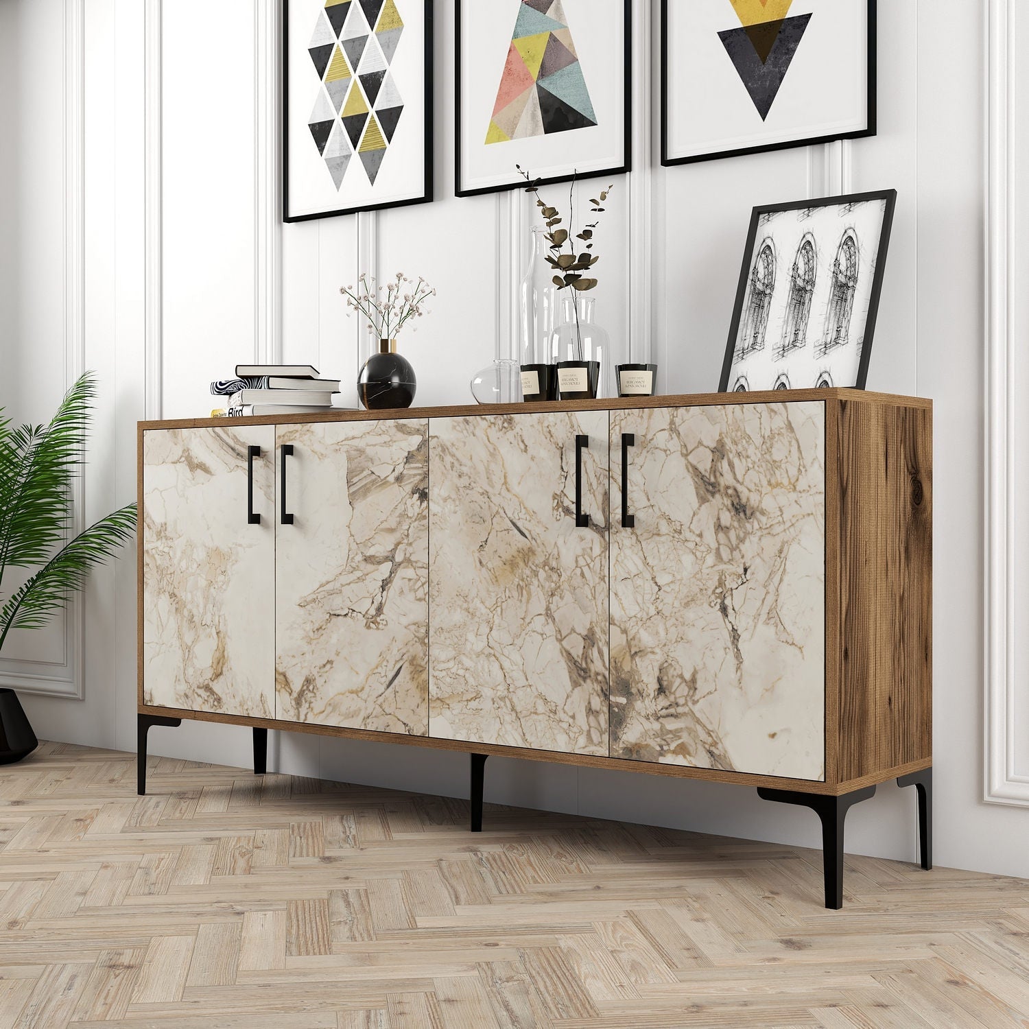 Konzolni stol Kiev 160 - Walnut, White Marble | AG-vitahome.hr