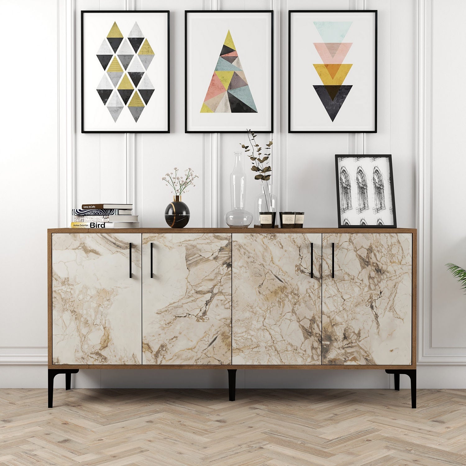 Konzolni stol Kiev 160 - Walnut, White Marble | AG-vitahome.hr