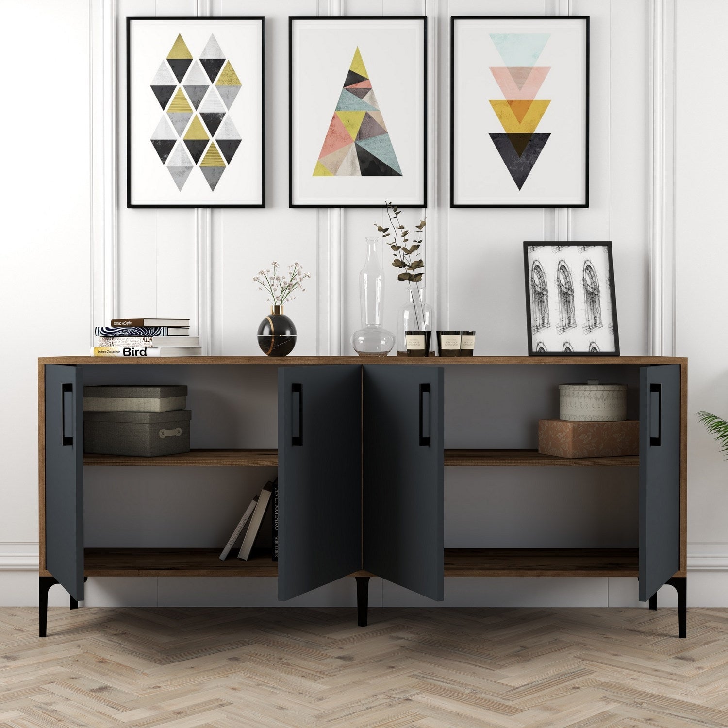 Konzolni stol Kiev - Walnut, Anthracite | AG-vitahome.hr