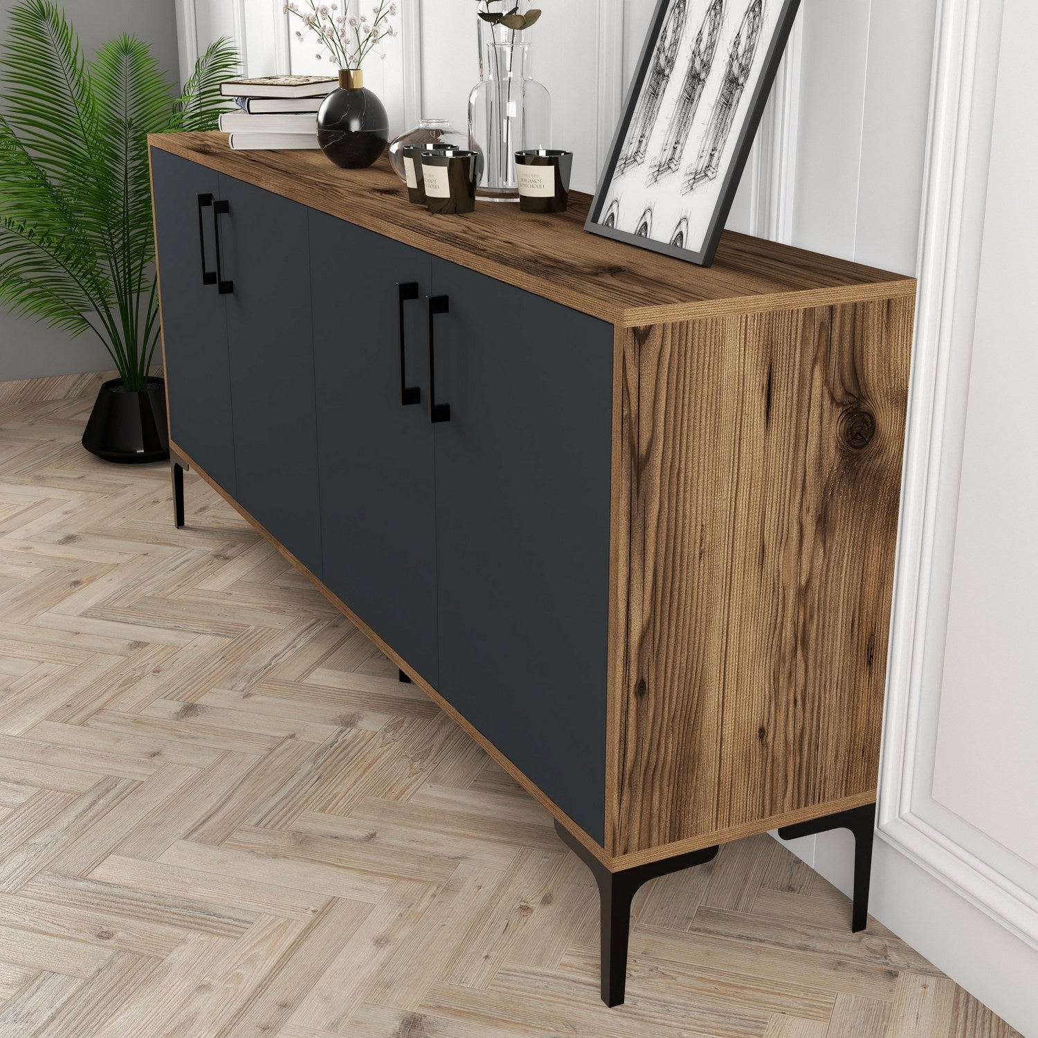 Konzolni stol Kiev - Walnut, Anthracite | AG-vitahome.hr