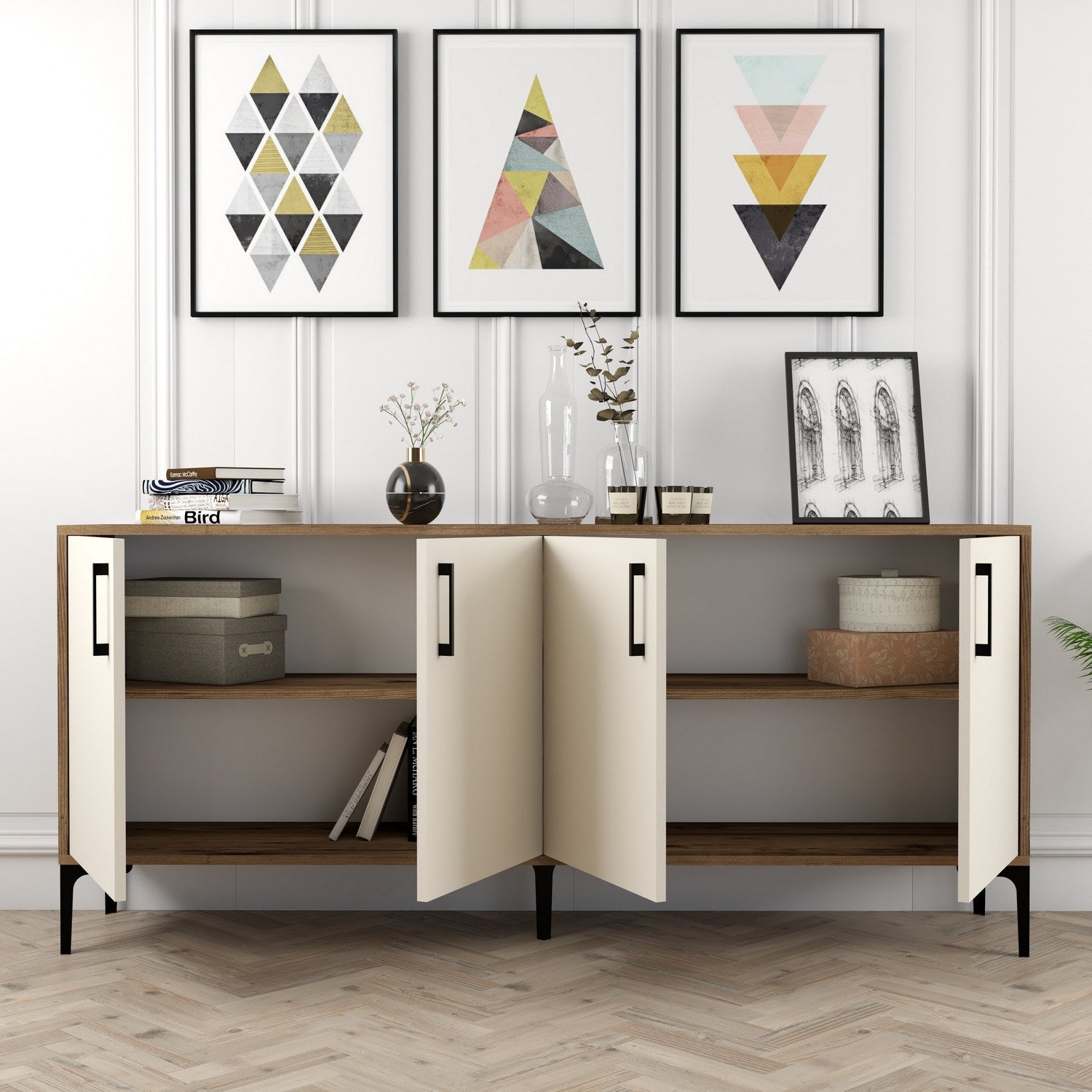 Konzolni stol Kiev - Walnut, Cream | AG-vitahome.hr