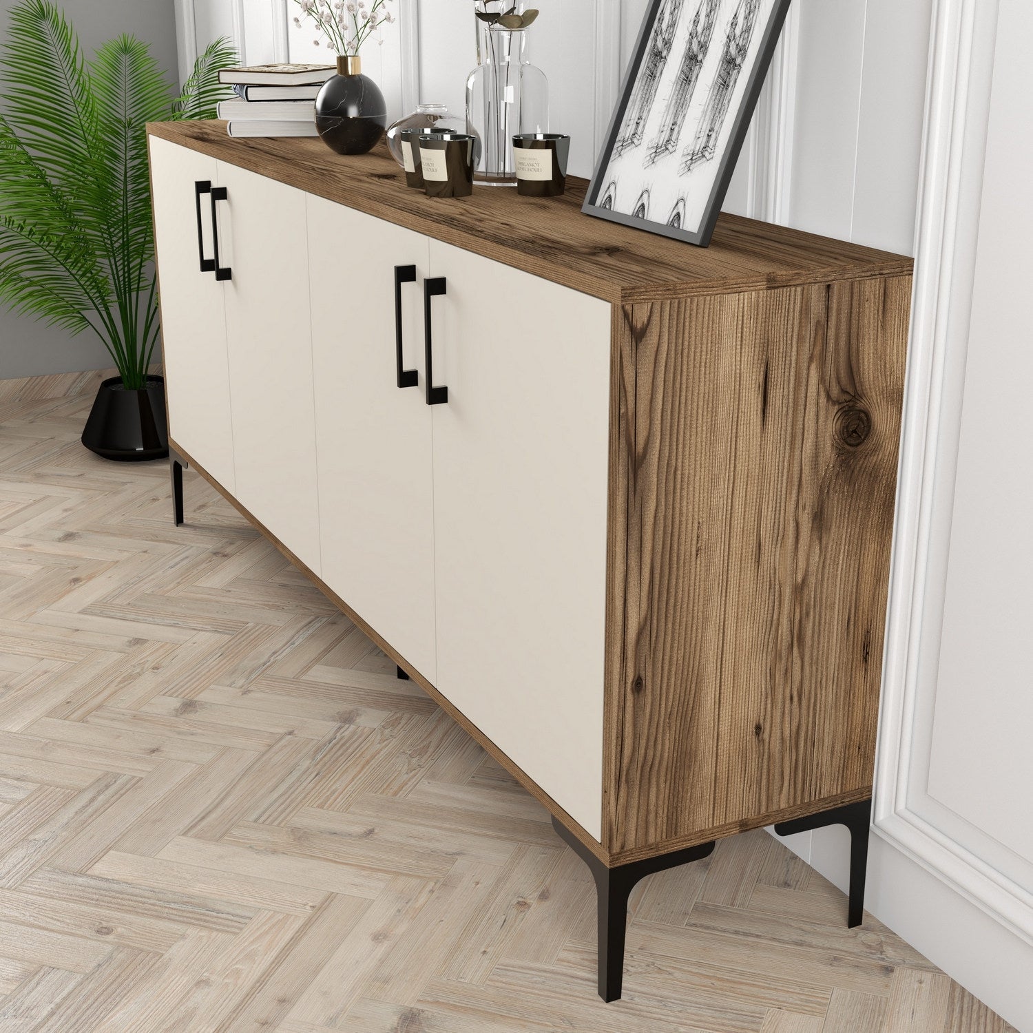 Konzolni stol Kiev - Walnut, Cream | AG-vitahome.hr