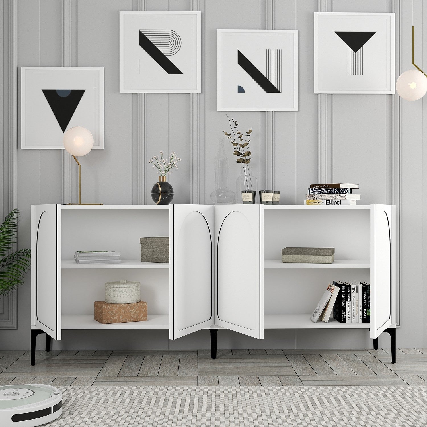 Konzolni stol Lyon 79 - White, Black | AG-vitahome.hr