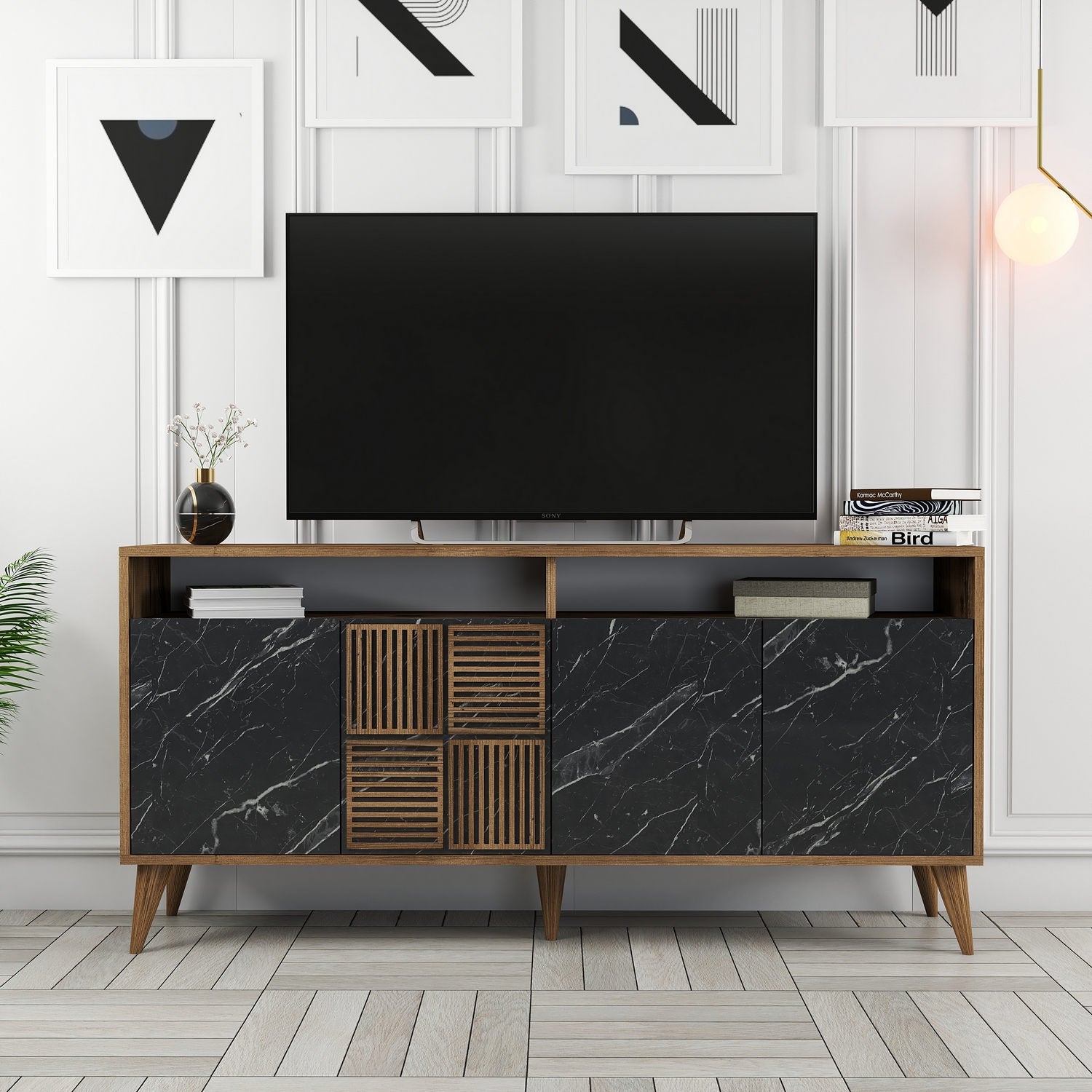 Konzolni stol Milan 160 - Walnut, Black Marble | AG-vitahome.hr