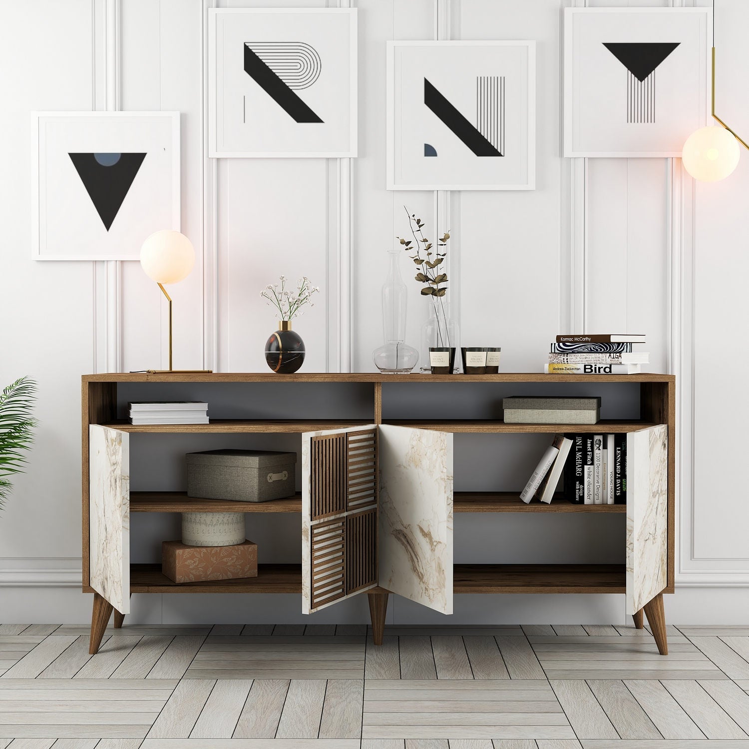 Konzolni stol Milan 160 - Walnut, White Marble | AG-vitahome.hr
