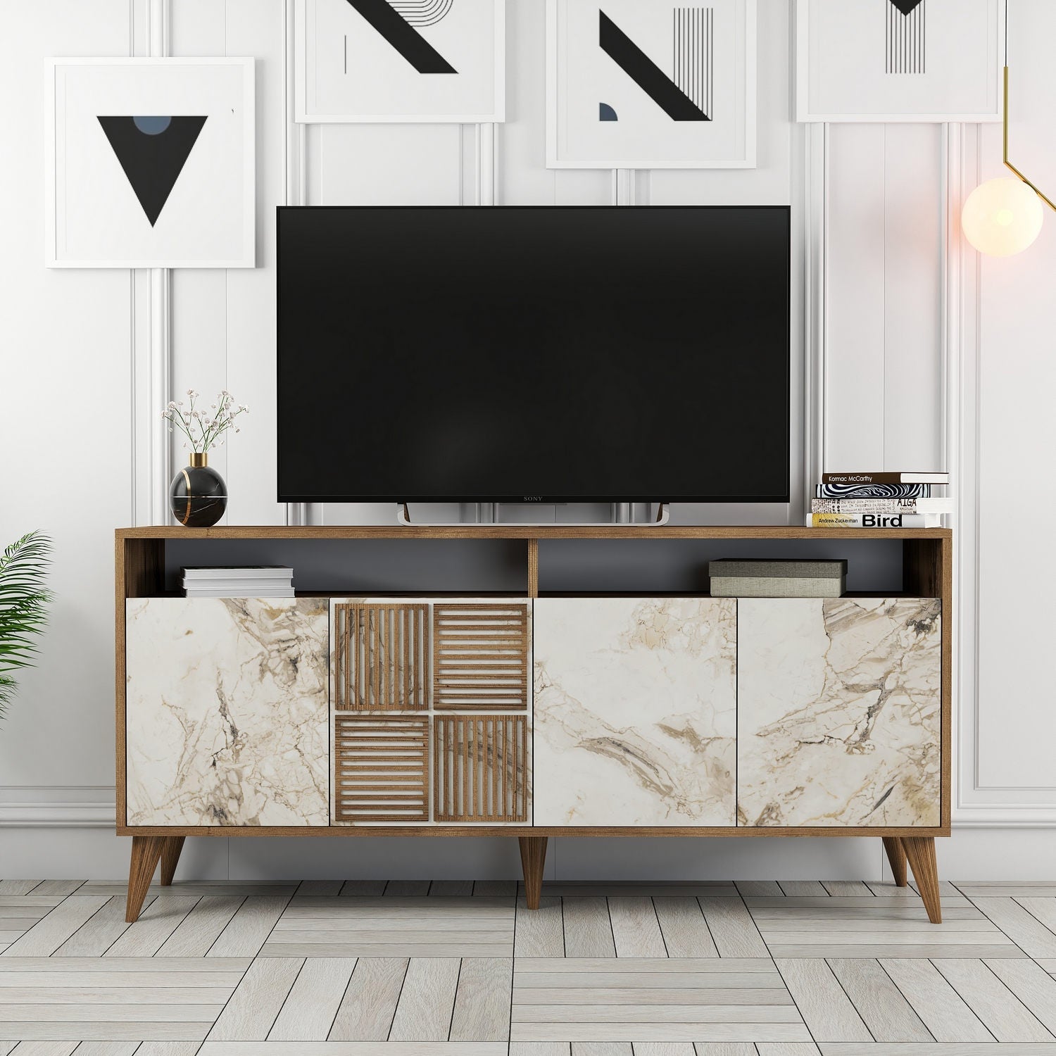 Konzolni stol Milan 160 - Walnut, White Marble | AG-vitahome.hr