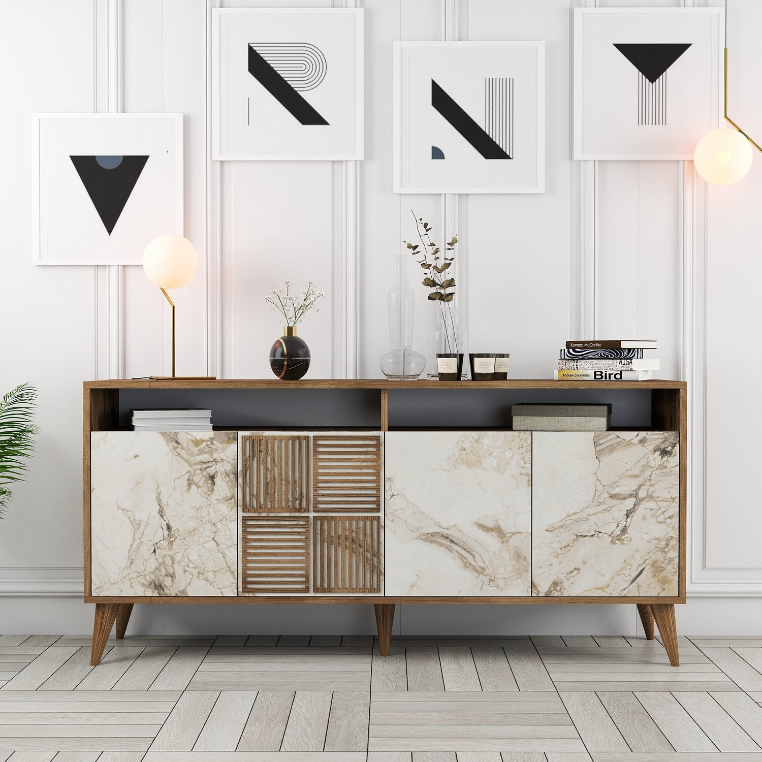 Konzolni stol Milan 160 - Walnut, White Marble | AG-vitahome.hr