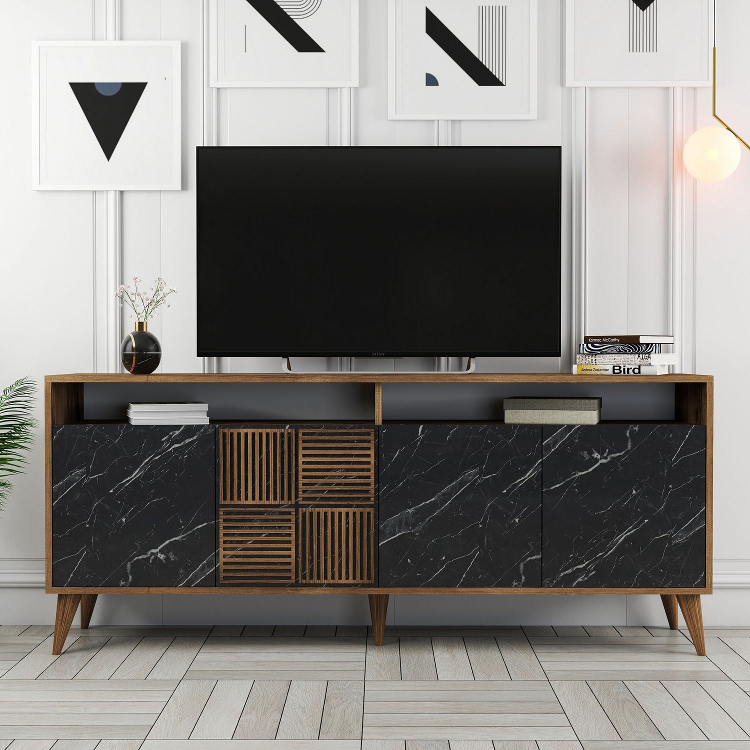 Konzolni stol Milan - Walnut, Black Marble | AG-vitahome.hr