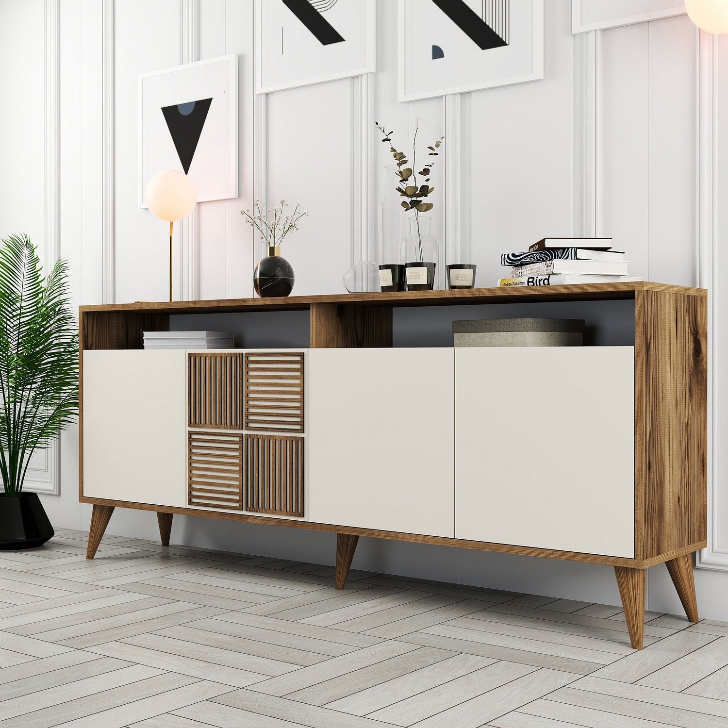 Konzolni stol Milan - Walnut, Cream | AG-vitahome.hr