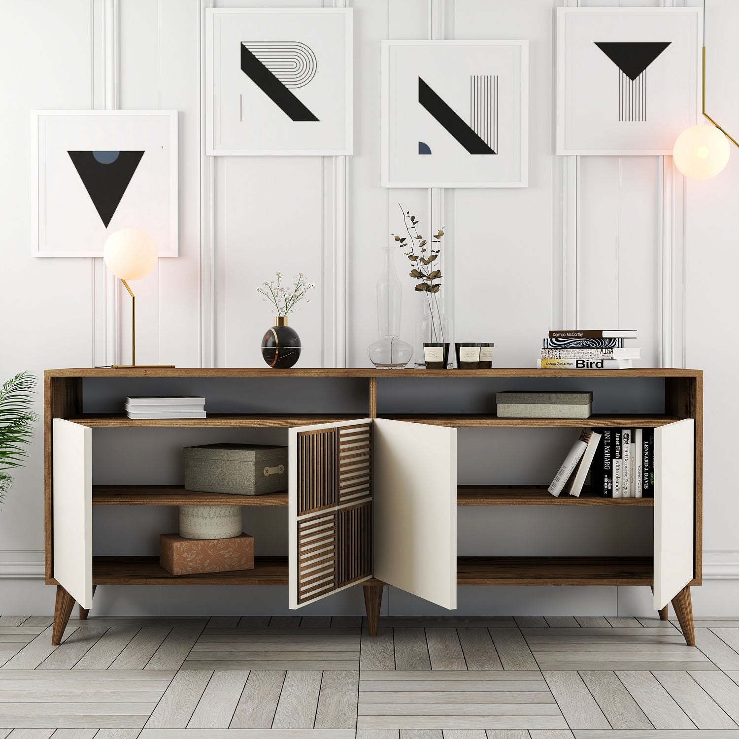 Konzolni stol Milan - Walnut, Cream | AG-vitahome.hr