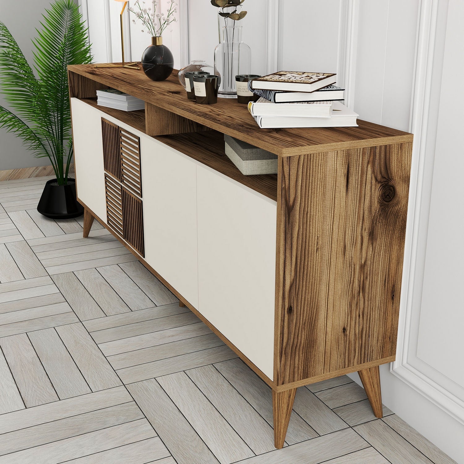 Konzolni stol Milan - Walnut, Cream | AG-vitahome.hr