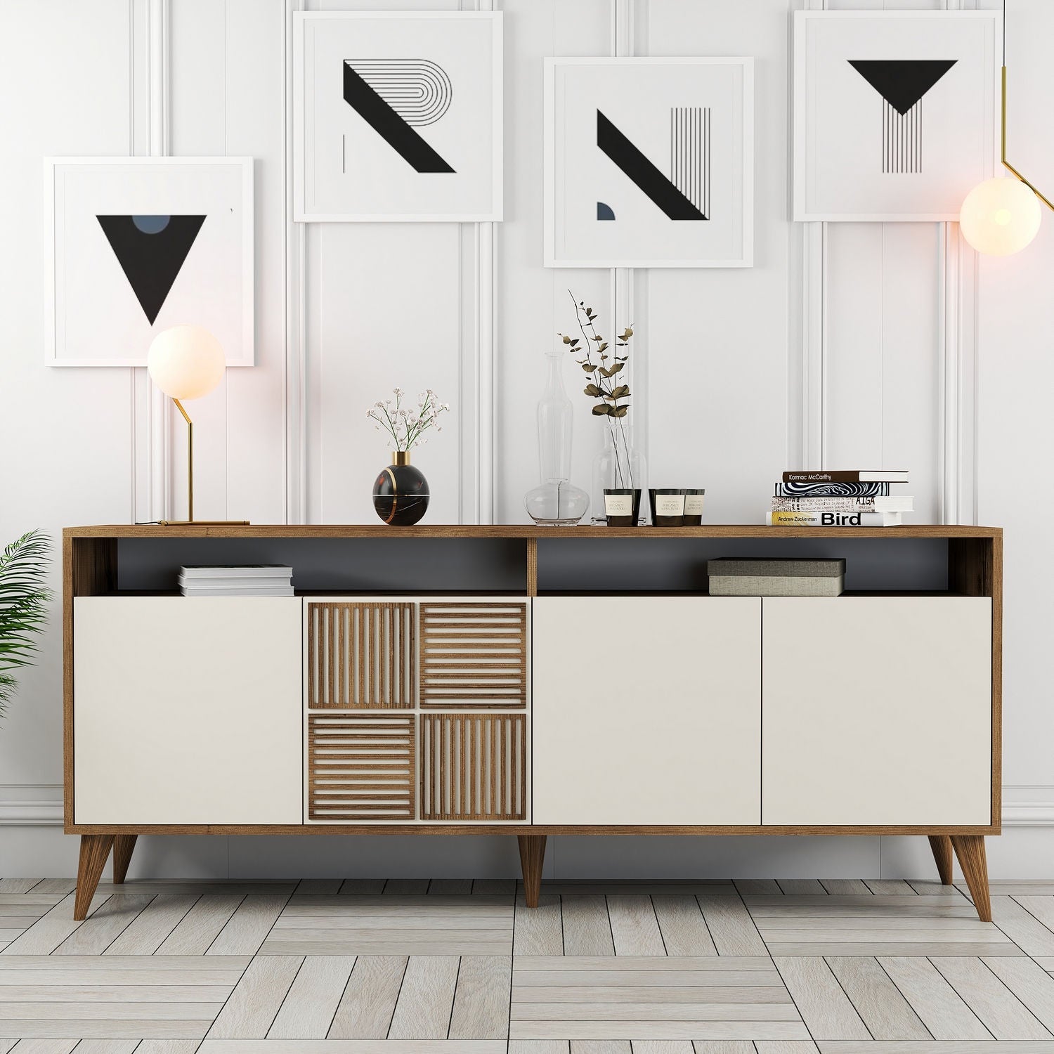 Konzolni stol Milan - Walnut, Cream | AG-vitahome.hr