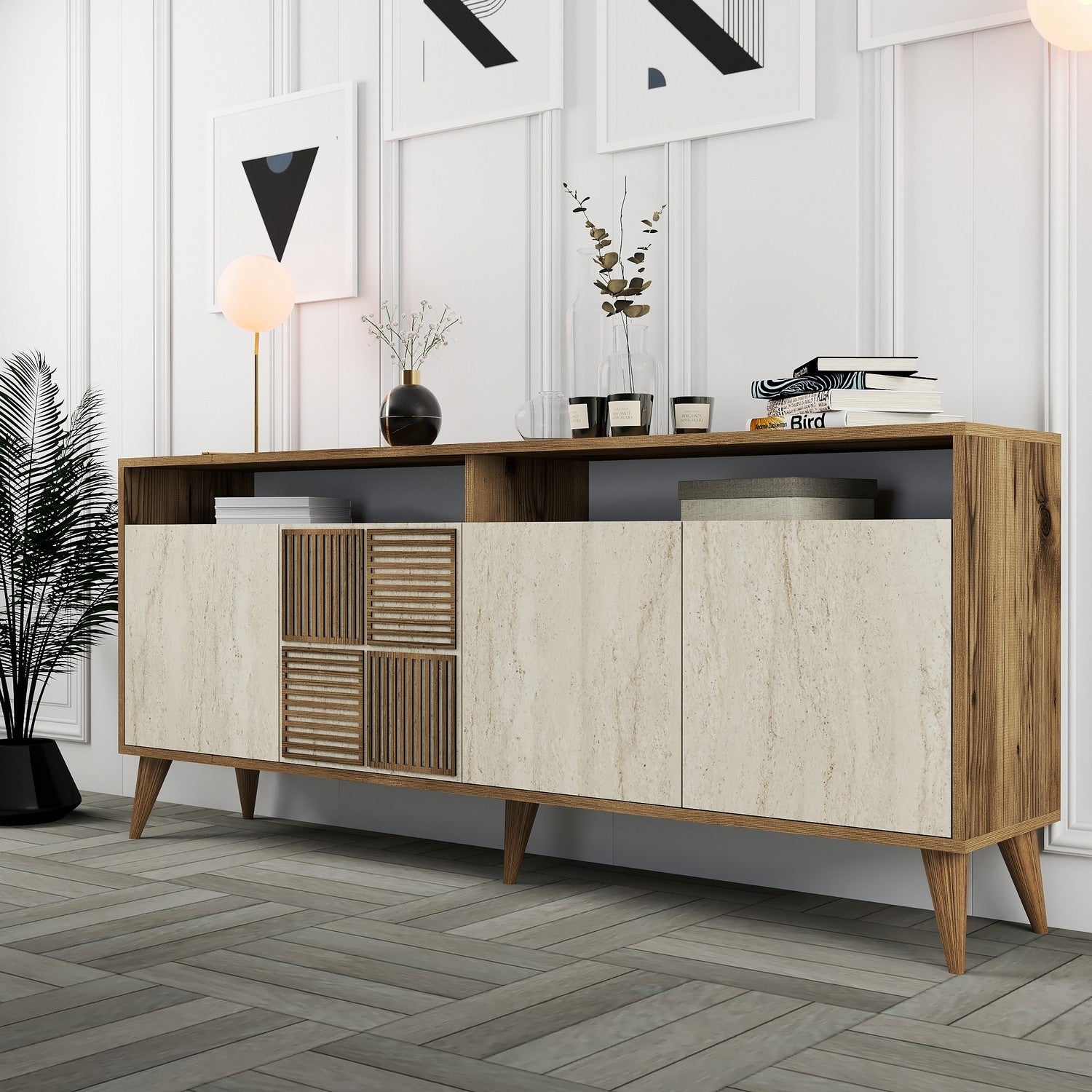 Konzolni stol Milan - Walnut, Travertine | AG-vitahome.hr