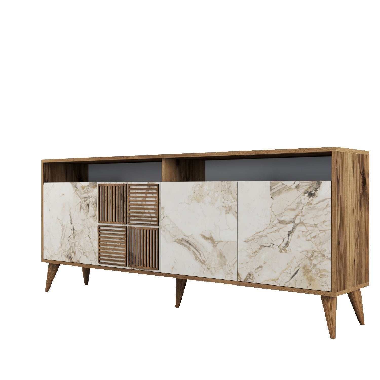 Konzolni stol Milan - Walnut, White Marble | AG-vitahome.hr