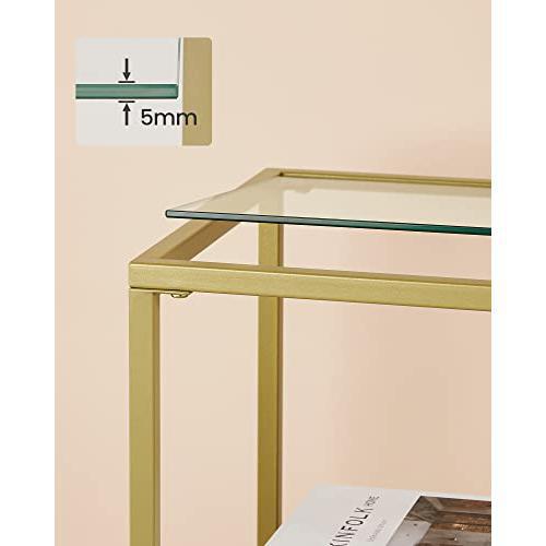 Konzolni stol od kaljenog stakla s metalnim okvirom, 35 x 100 x 80 cm, zlatni | VASAGLE-vitahome.hr