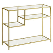 Konzolni stol od kaljenog stakla s metalnim okvirom, 35 x 100 x 80 cm, zlatni | VASAGLE-vitahome.hr