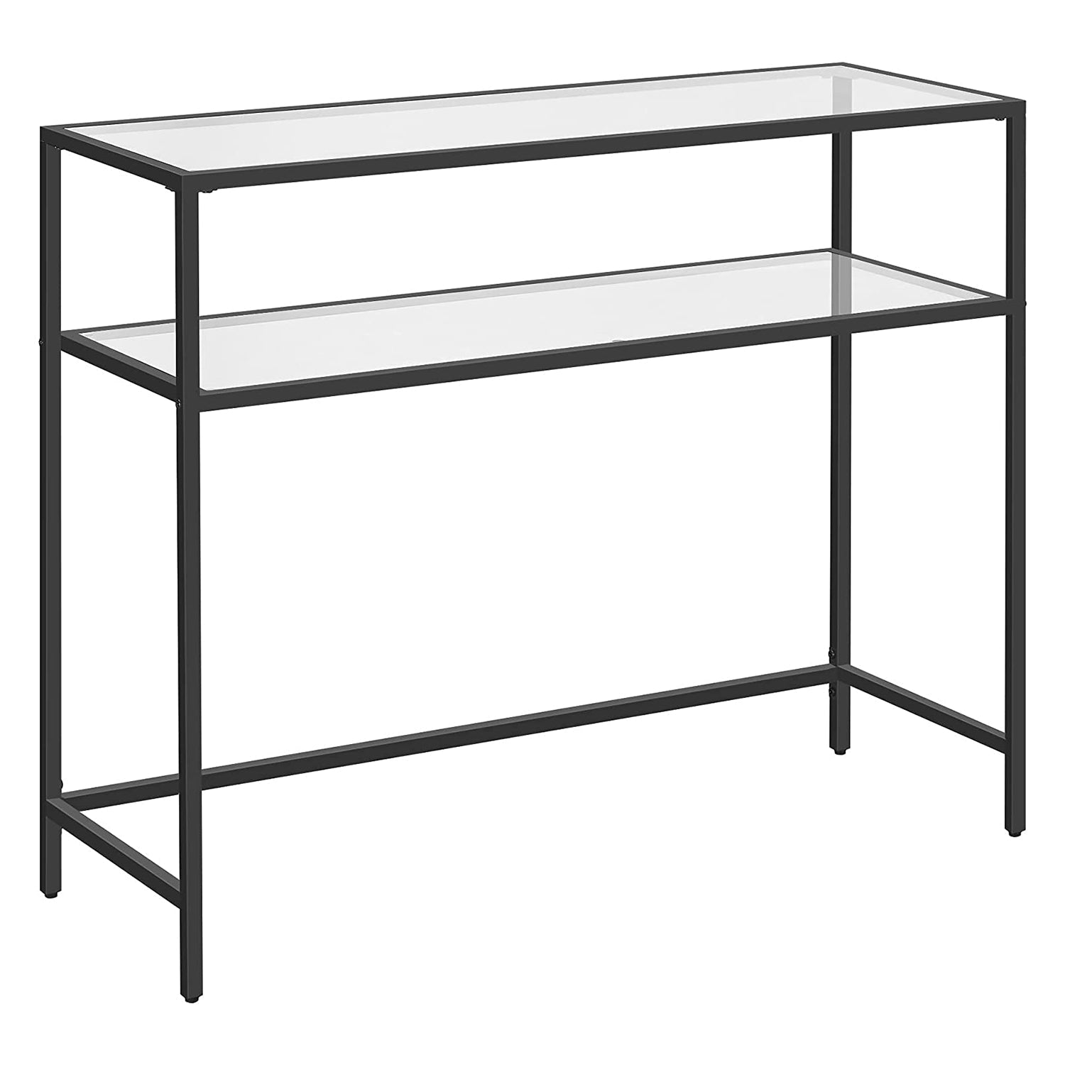 Konzolni stol s 2 police 100 x 80 x 35 cm, kaljeno staklo, polica za odlaganje, metalni okvir | Vasagle-vitahome.hr