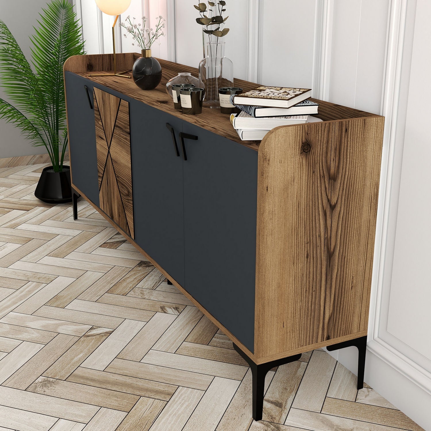 Konzolni stol Venedik - Walnut, Anthracite | AG-vitahome.hr