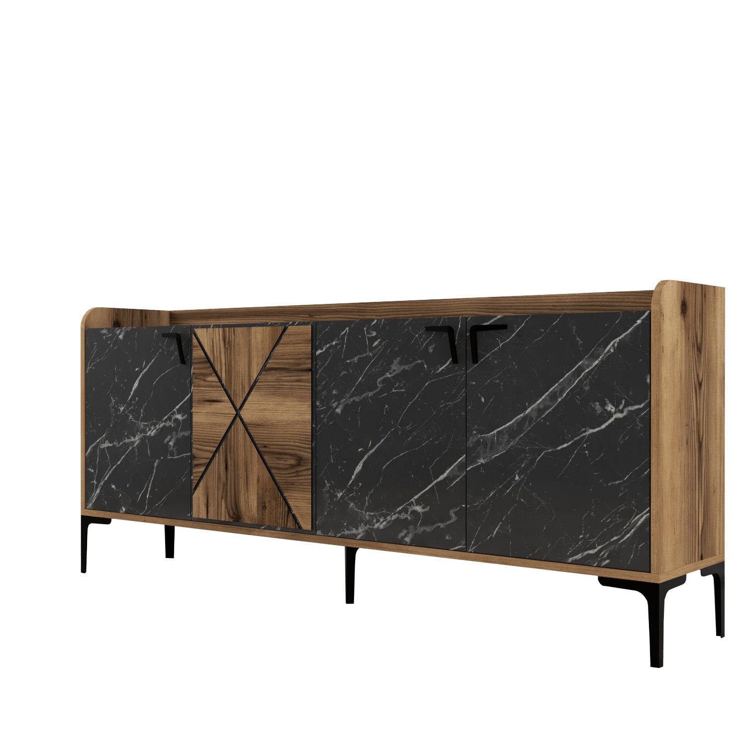 Konzolni stol Venedik - Walnut, Black Marble | AG-vitahome.hr