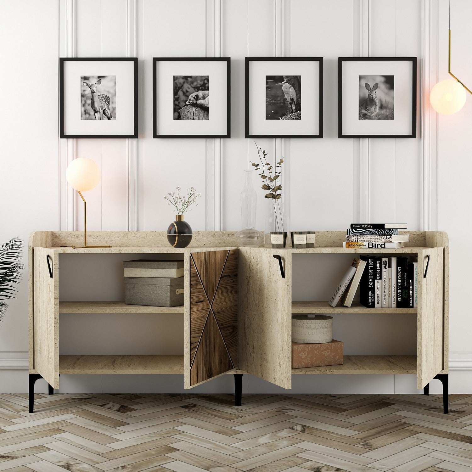 Konzolni stol Venedik - Walnut, Travertine | AG-vitahome.hr