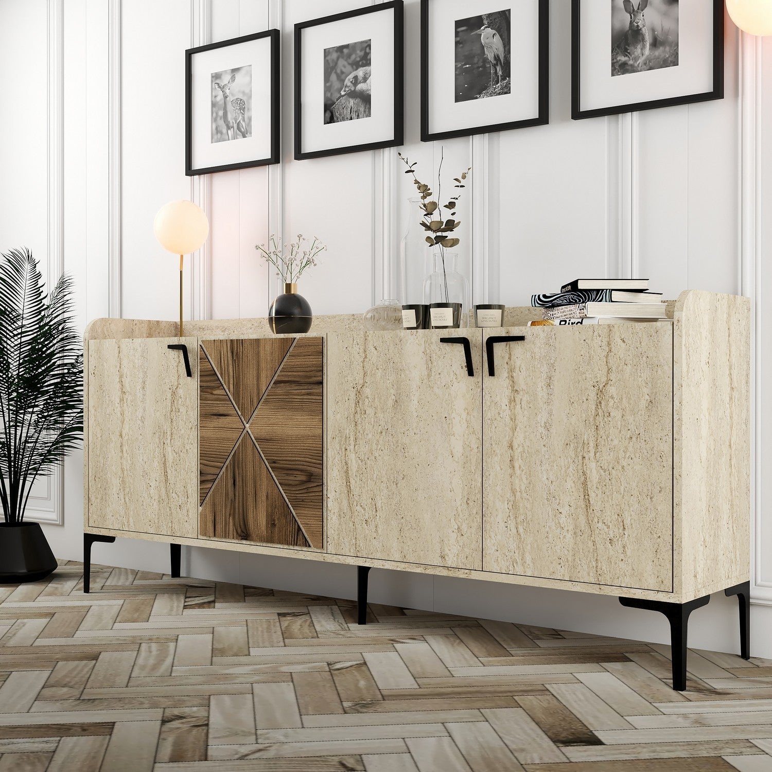 Konzolni stol Venedik - Walnut, Travertine | AG-vitahome.hr