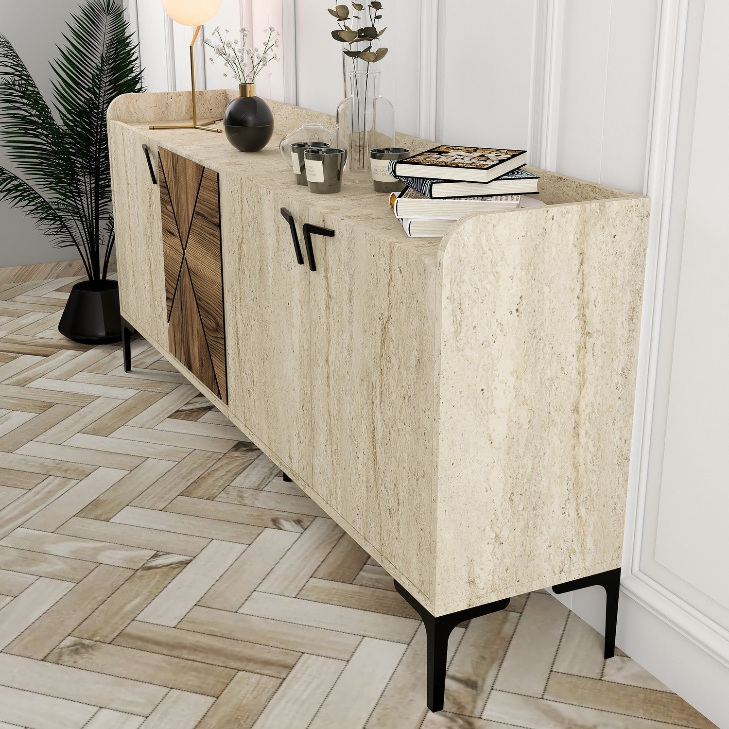 Konzolni stol Venedik - Walnut, Travertine | AG-vitahome.hr