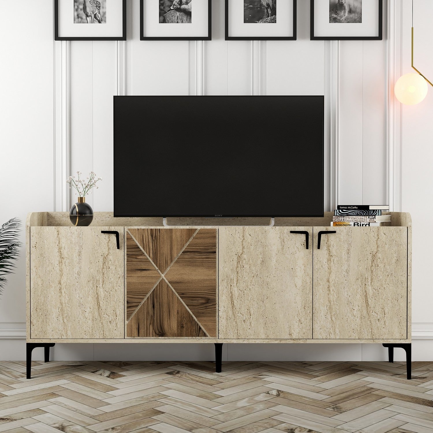 Konzolni stol Venedik - Walnut, Travertine | AG-vitahome.hr