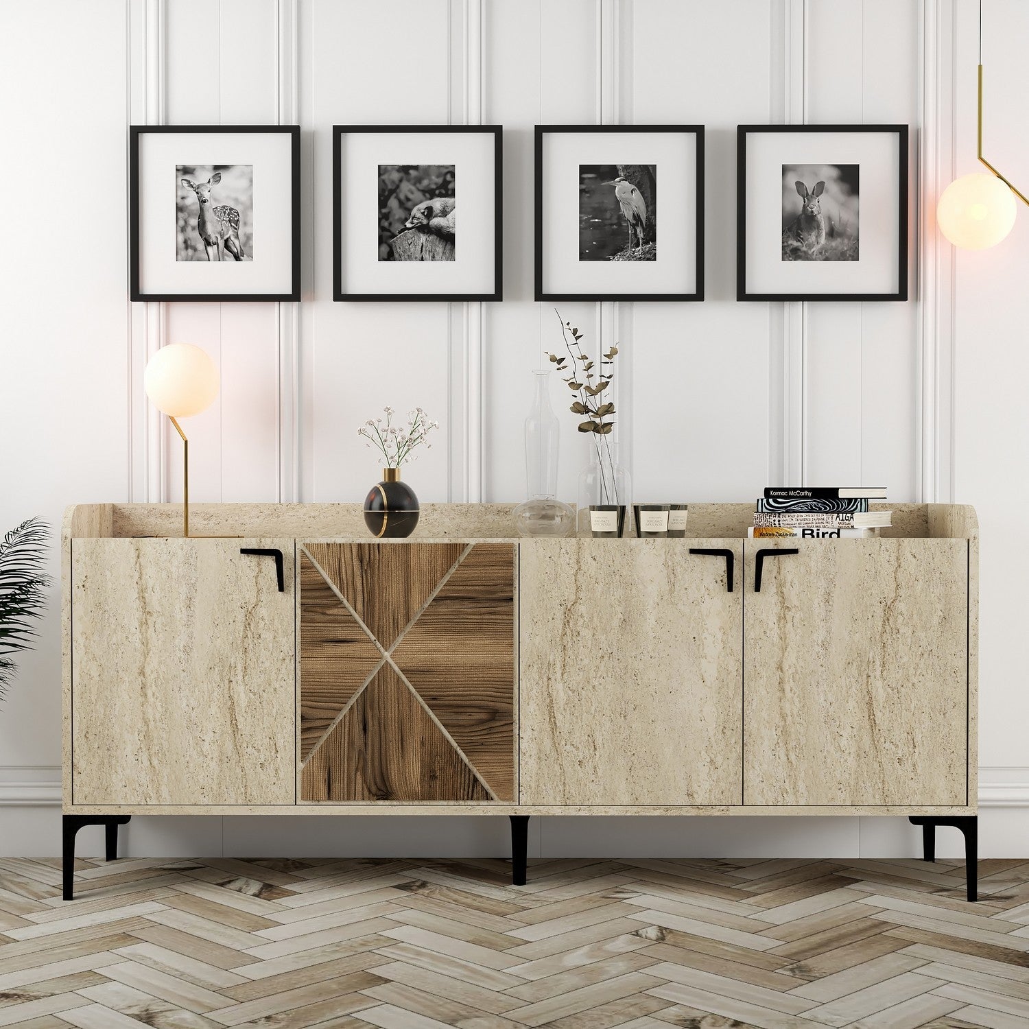 Konzolni stol Venedik - Walnut, Travertine | AG-vitahome.hr