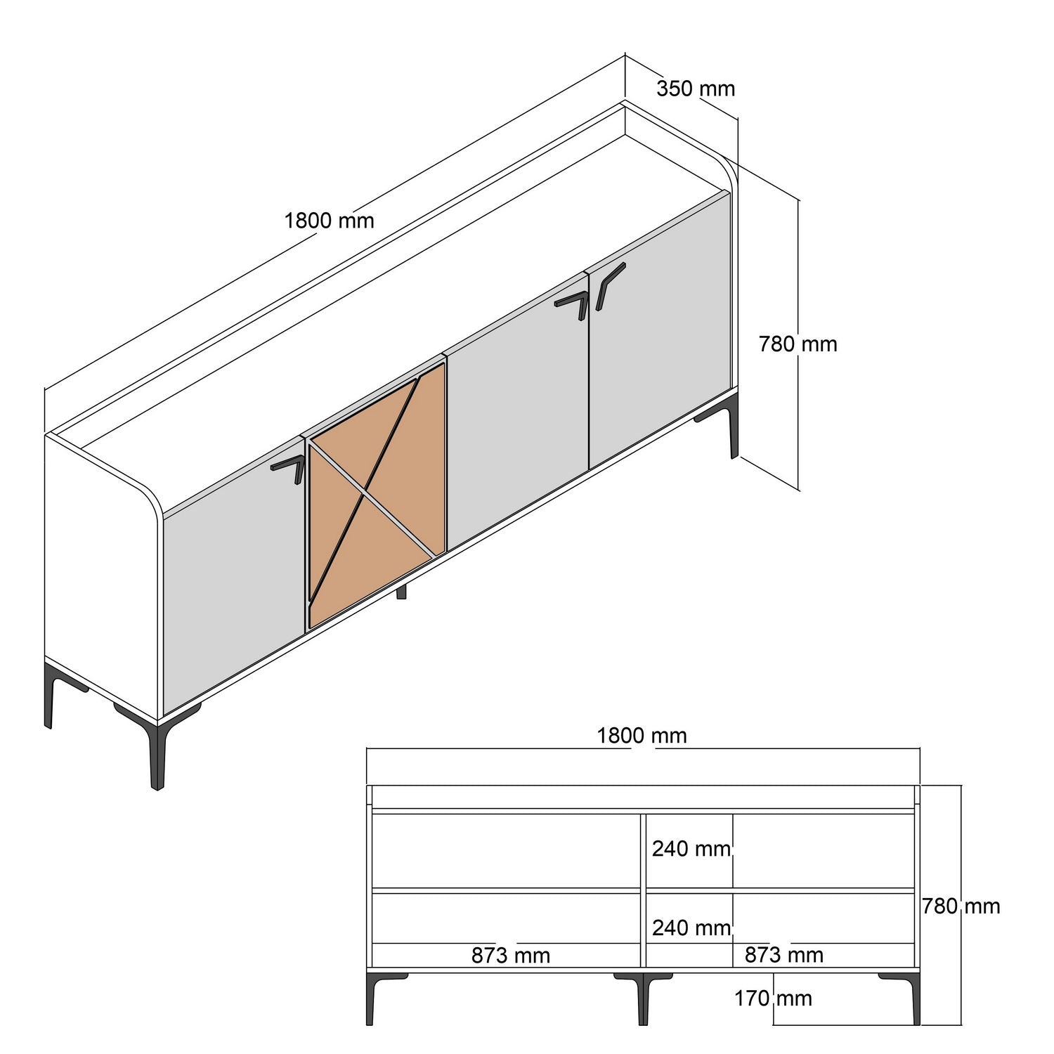 Konzolni stol Venedik - Walnut, White | AG-vitahome.hr