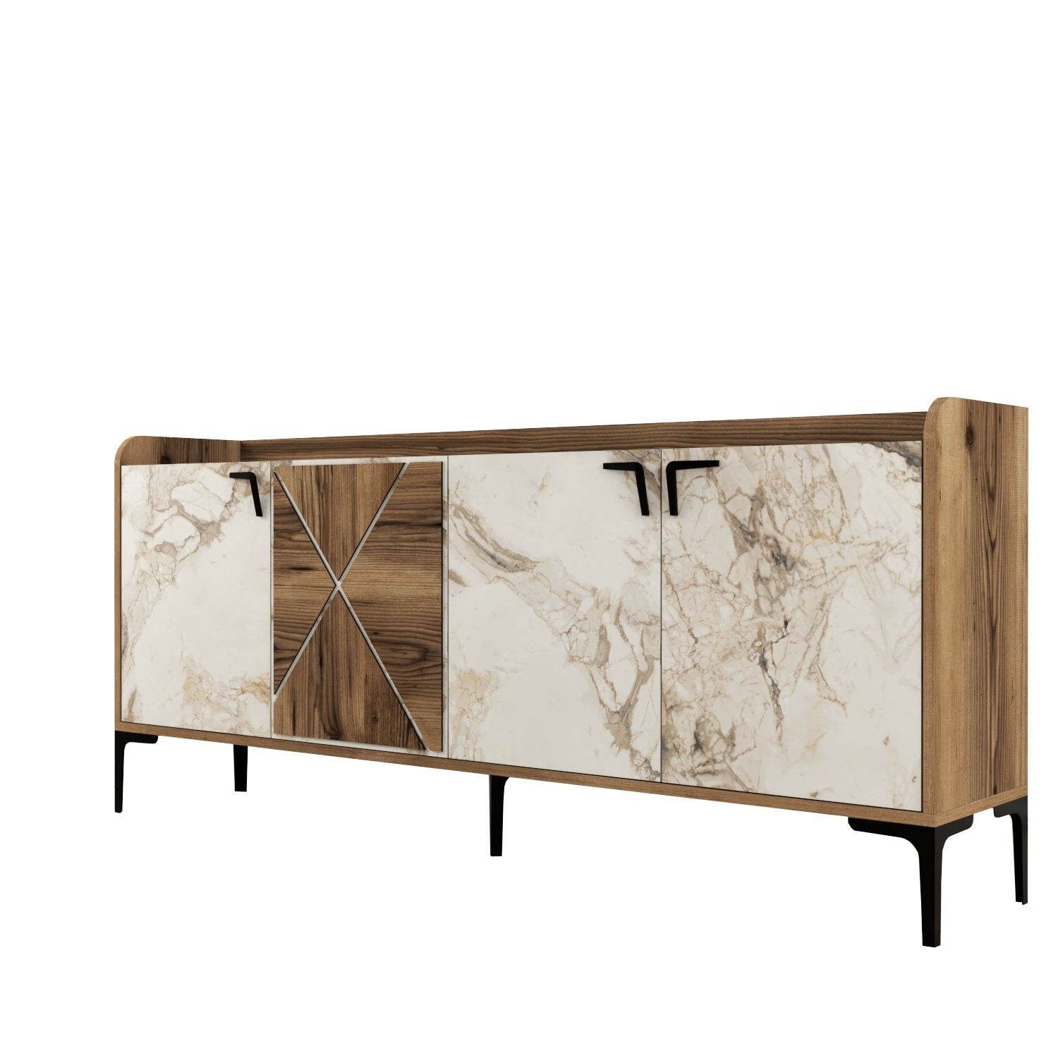 Konzolni stol Venedik - Walnut, White Marble | AG-vitahome.hr