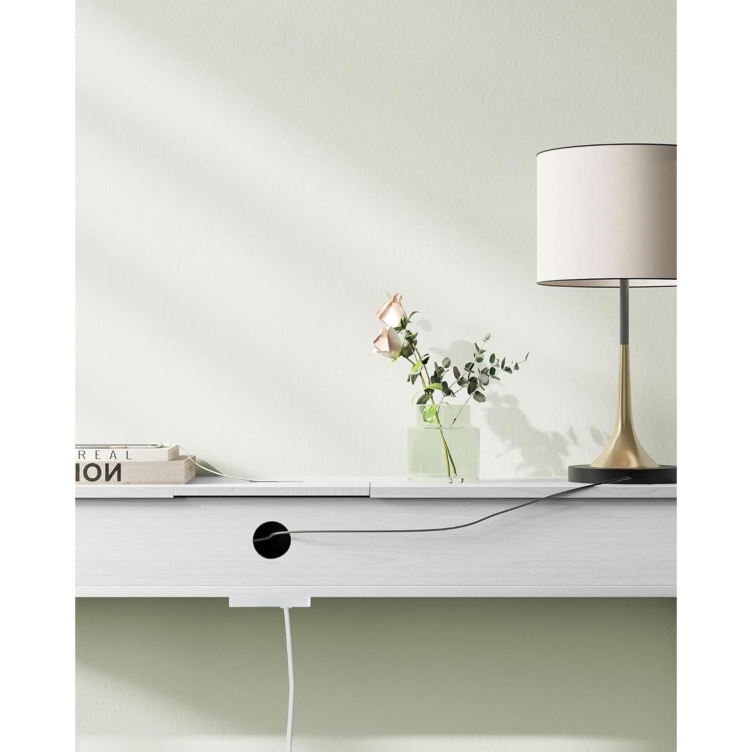 Konzolni stolić s utičnicama i 2 pretinca, 25 x 120 x 81 cm, bijele boje | VASAGLE-vitahome.hr