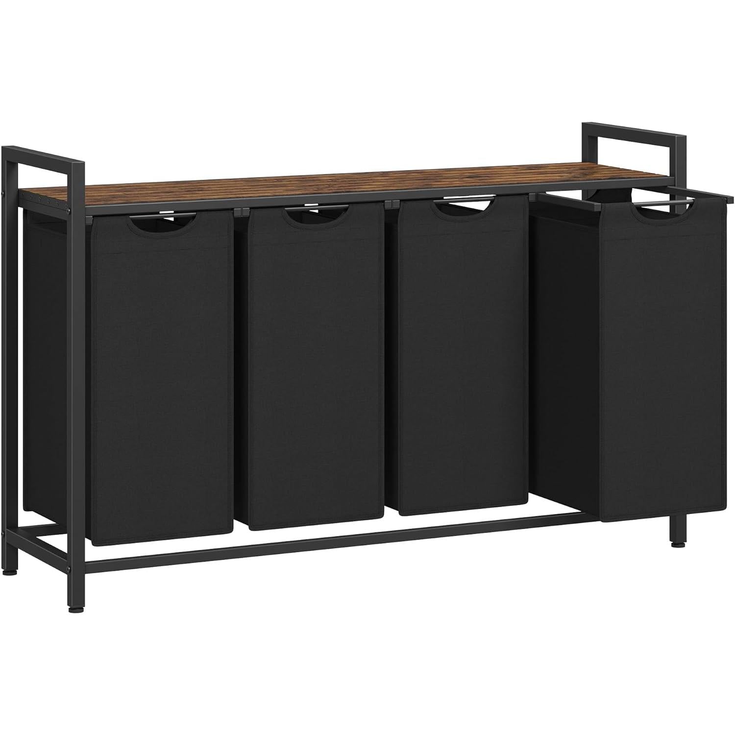 Košara za prljavo rublje s 4 pregrade, 116×33×72 cm, crna i rustikalno smeđa