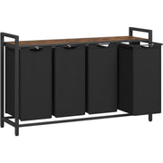 Košara za prljavo rublje s 4 pregrade, 116×33×72 cm, crna i rustikalno smeđa