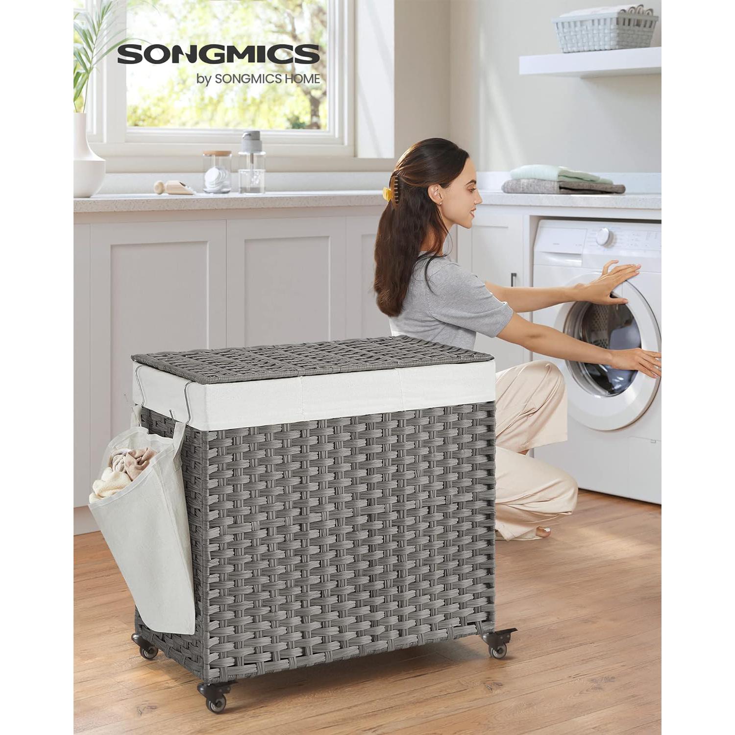 Košara za rublje, 140L , ručno tkana košara za rublje 66 x 60 x 30 cm, siva | SONGMICS-vitahome.hr