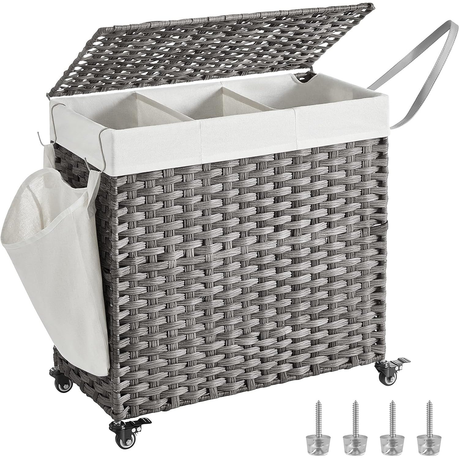 Košara za rublje, 140L , ručno tkana košara za rublje 66 x 60 x 30 cm, siva | SONGMICS-vitahome.hr