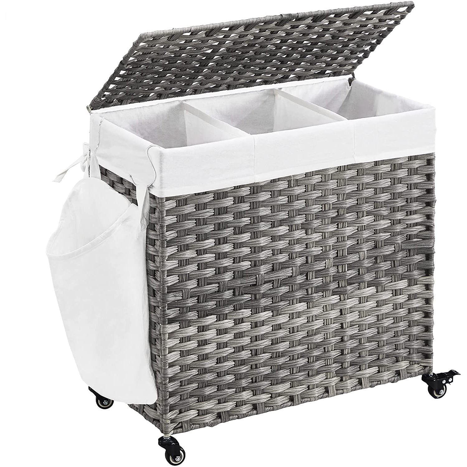 Košara za rublje, 140L , ručno tkana košara za rublje 66 x 60 x 30 cm, siva | SONGMICS-vitahome.hr