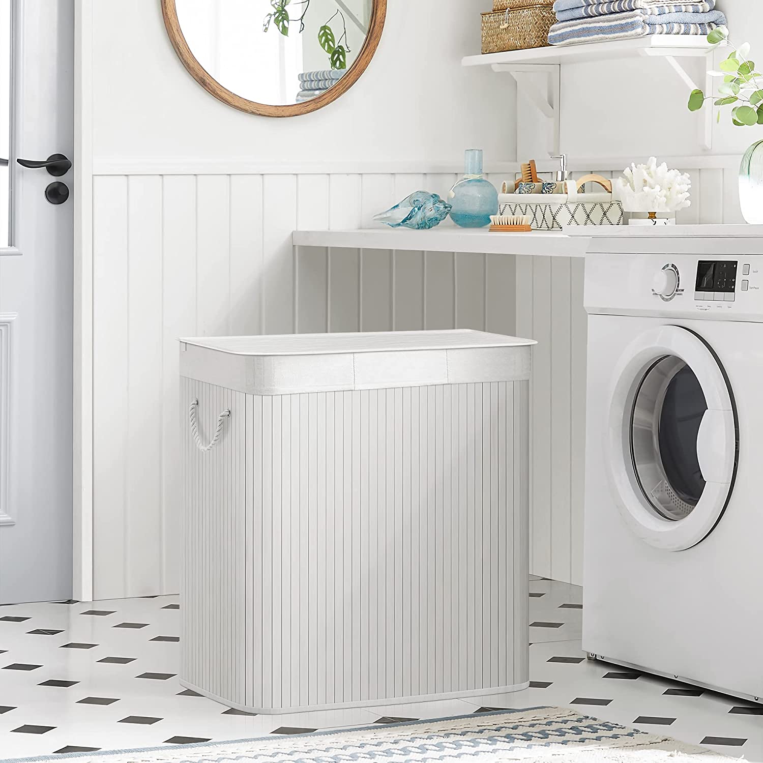 Košara za rublje 150L, 60 x 61,5 x 40 cm, bijela | SONGMICS-vitahome.hr