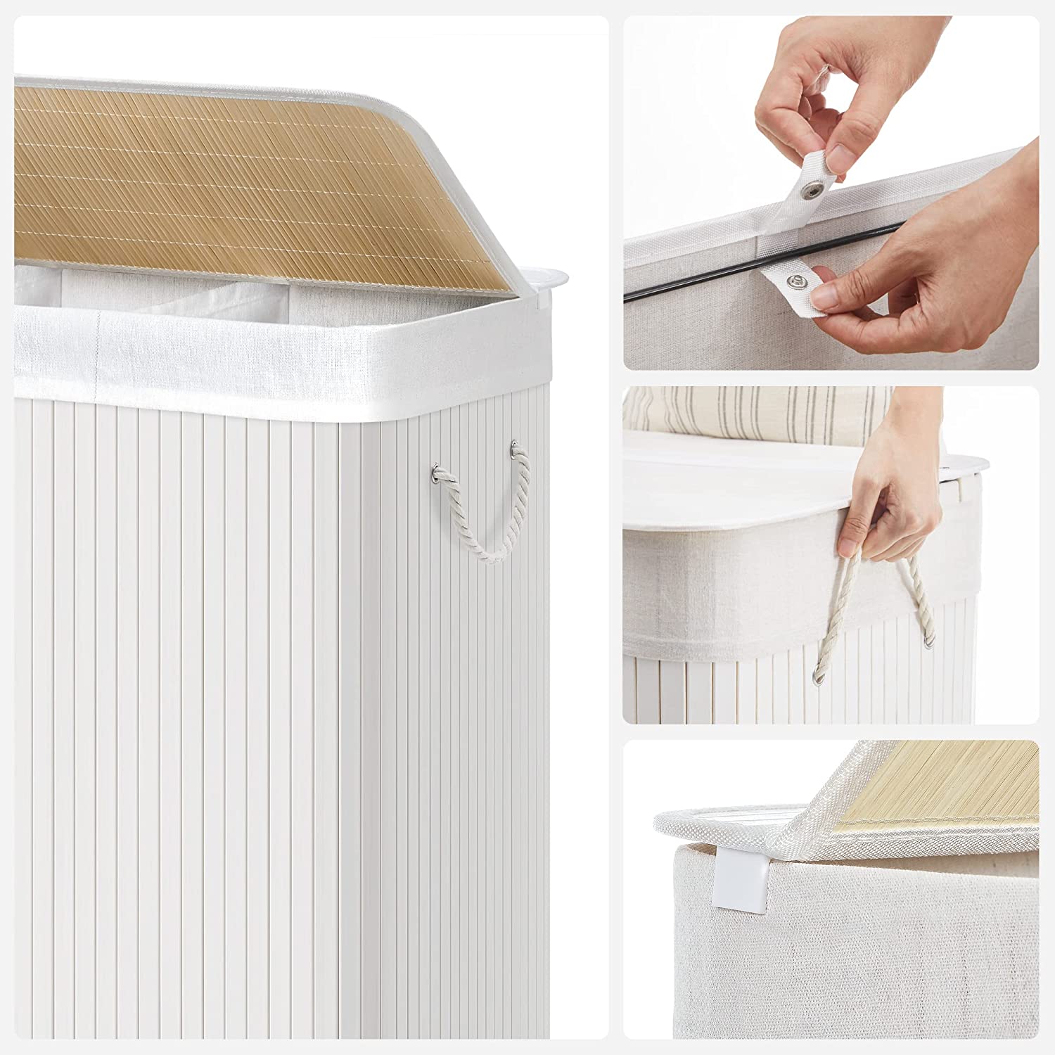 Košara za rublje 150L, 60 x 61,5 x 40 cm, bijela | SONGMICS-vitahome.hr