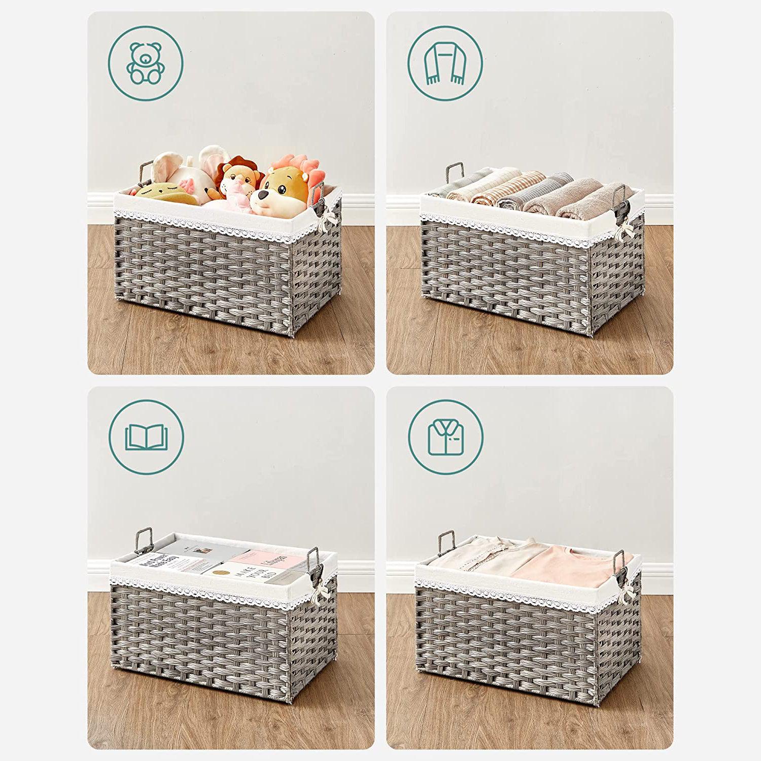 Košara za rublje 75L, sklopiva košara za odjeću, 2 uklonjive unutarnje vrećice, siva | SONGMICS-vitahome.hr