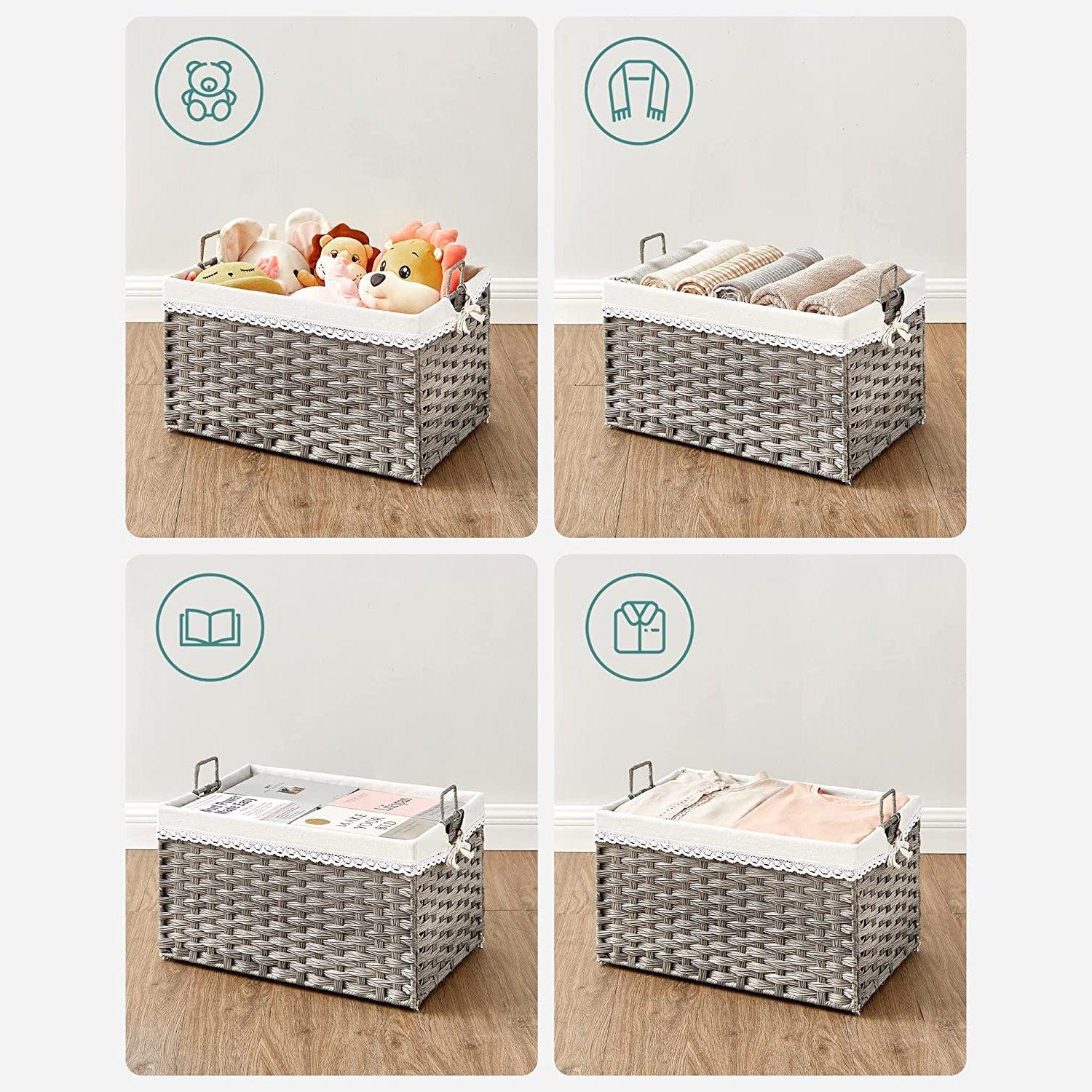 Košara za rublje 75L, sklopiva košara za odjeću, 2 uklonjive unutarnje vrećice, siva | SONGMICS-vitahome.hr