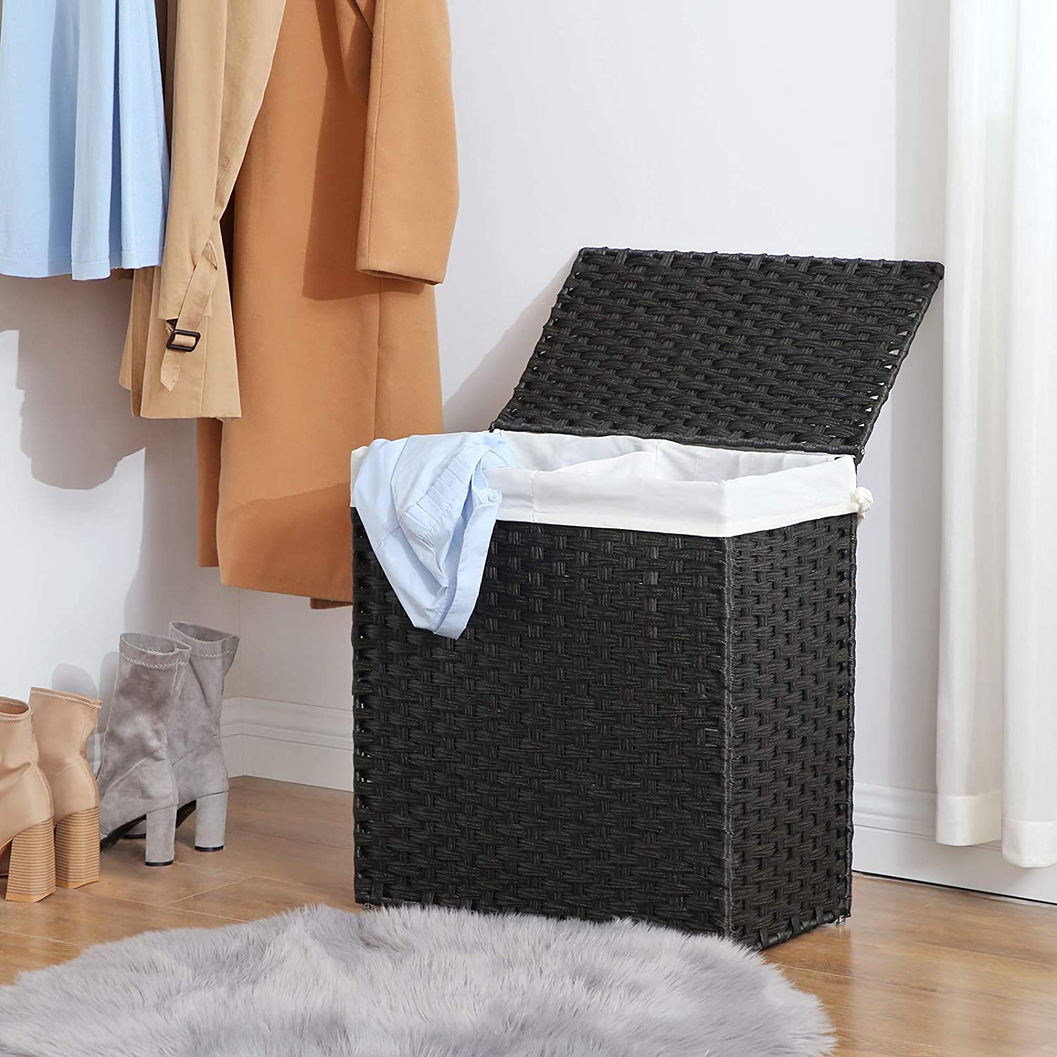 Košara za rublje, crna košara za rublje 110 litara | SONGMICS-vitahome.hr